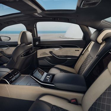 view of the backsear interior of the Audi A8 L with Audi exclusive